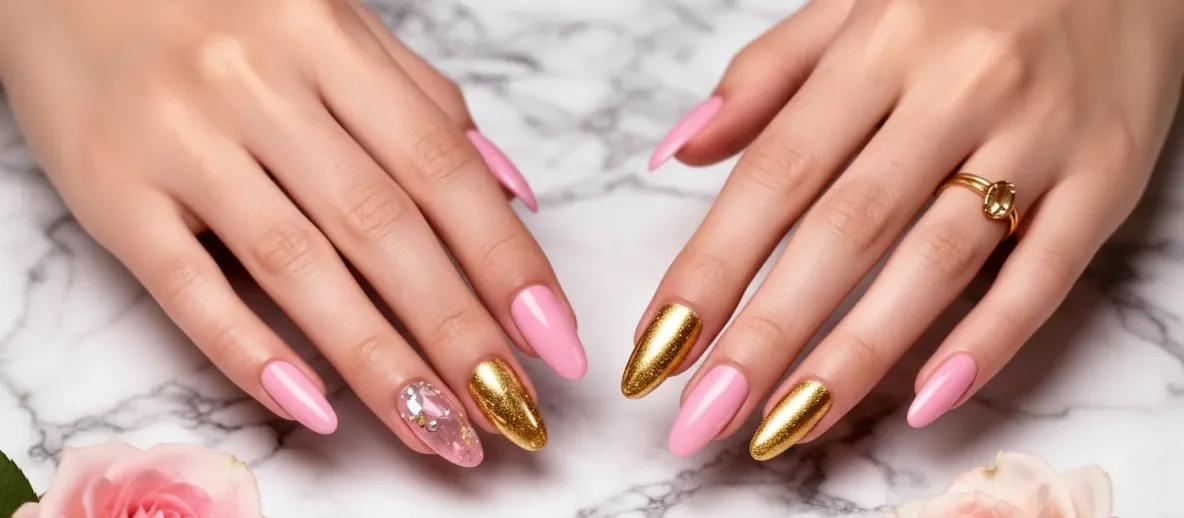 Polished gel manicure after a nail service at Aloha Beauty Lounge in South Jordan